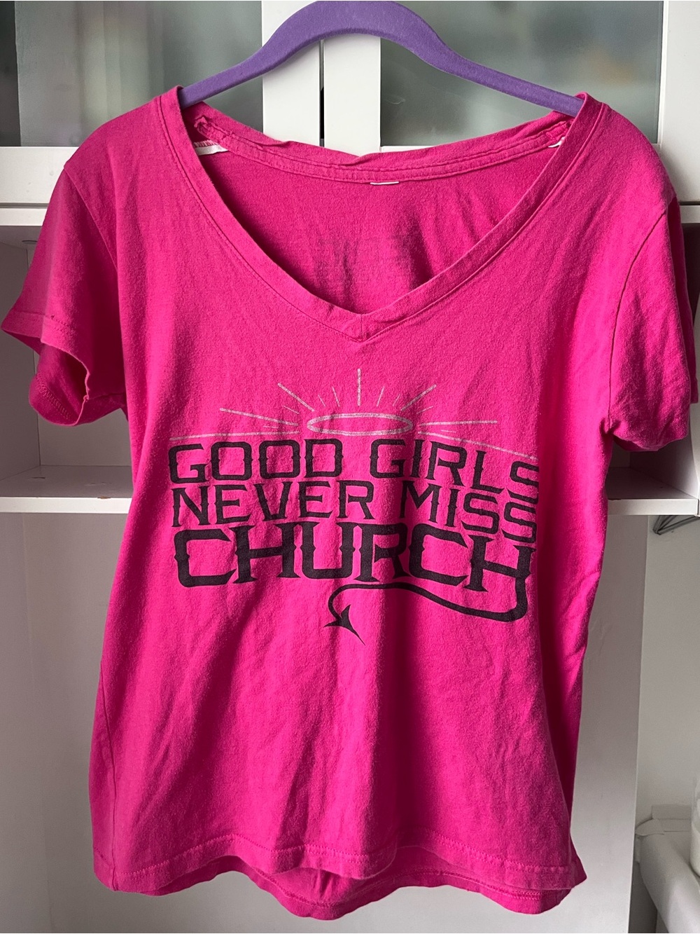 Good Girls Never Miss Church Hot Pink Graphic Tee 🪽